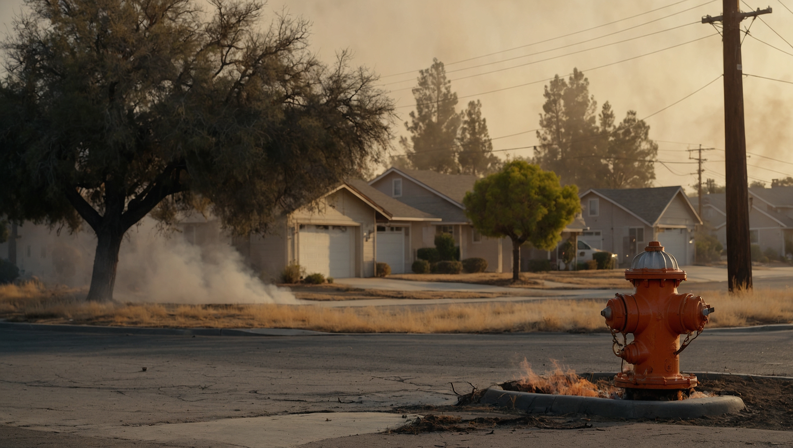 Dry fire hydrant during California wildfire